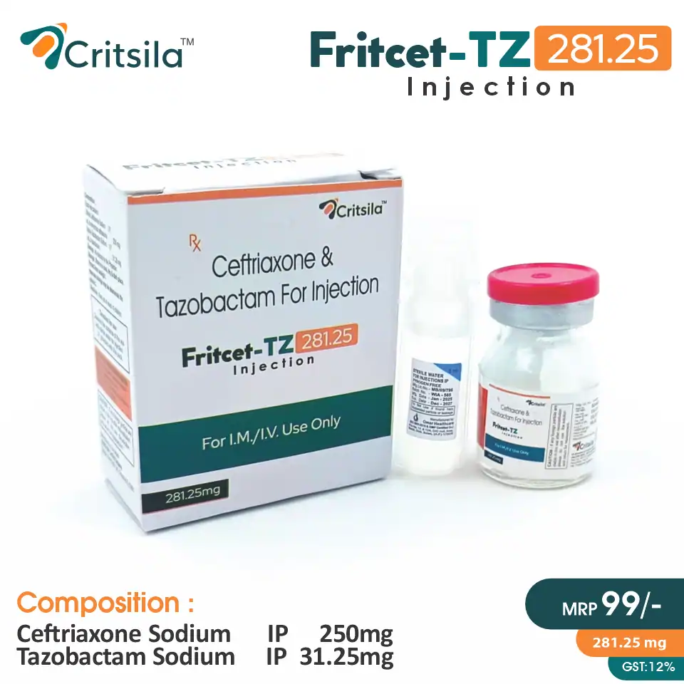 Ceftriaxone (250mg) + Tazobactam (31.25mg) Injection at Best Price in PCD Pharma Franchise for Bacterial Infections.